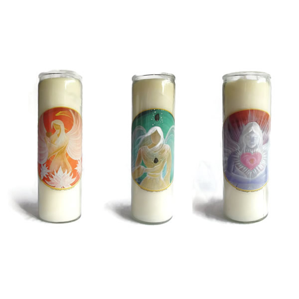 Angels of Love Candles in Glass Holders - Set of Three