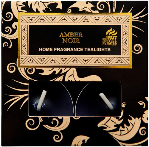 Pack of Eight Shearer's Amber Noir Black T-Light Candles
