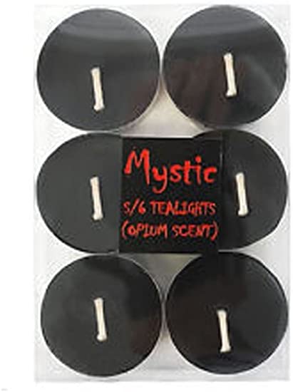 Pack of Six Mystic Black T-Light Candles