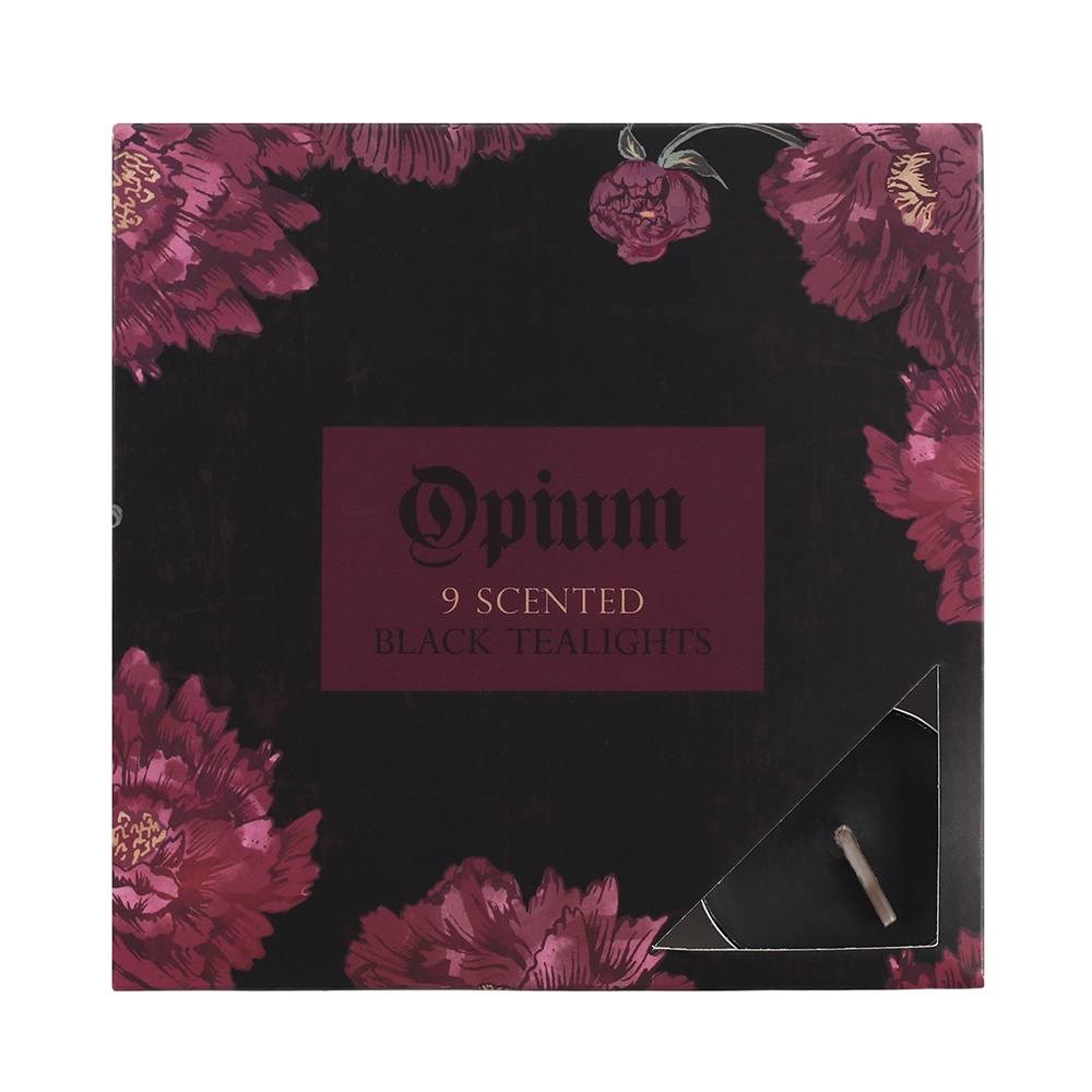 Pack of Nine Opium Scented Black T-Light Candles
