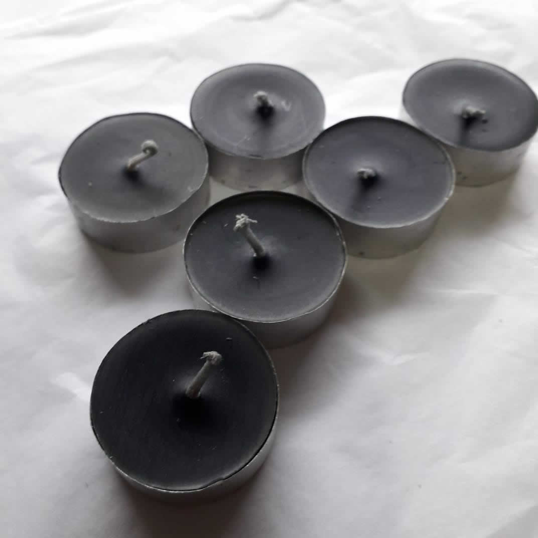 Pack of Six Mystic Black T-Light Candles
