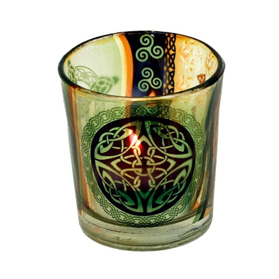 Celtic Design Glass Holder for Votive Candles