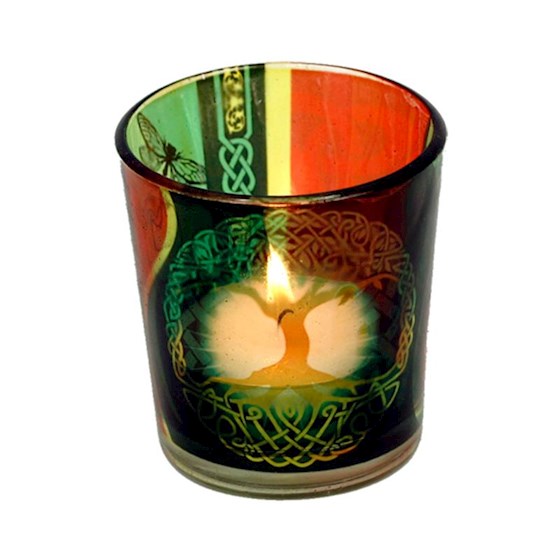 Tree of Life Design Glass Holder for Votive Candles