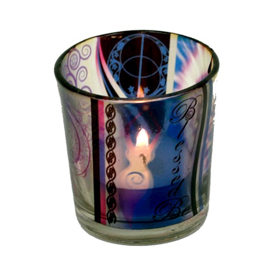 Witch Design Glass Votive and T-Light Holder