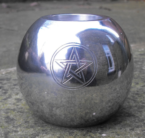 Silver Metal Ball Candle Holder for Pillars or T-Lights