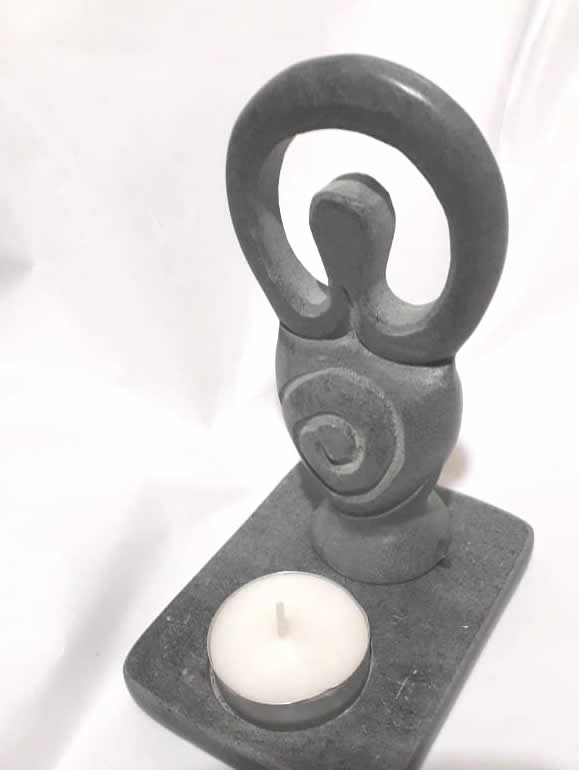Stone Goddess Candle Holder Side View