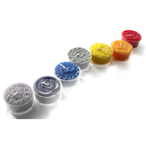 Set of Seven Chakra T-Light Candles with Essential Oils
