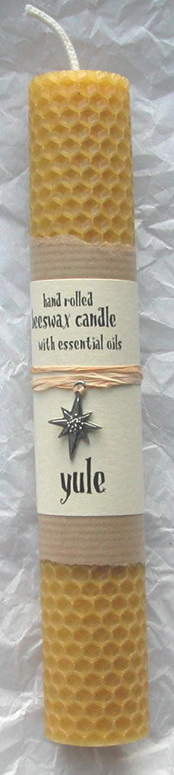 Yule Sabbat Beeswax Candle with Charm