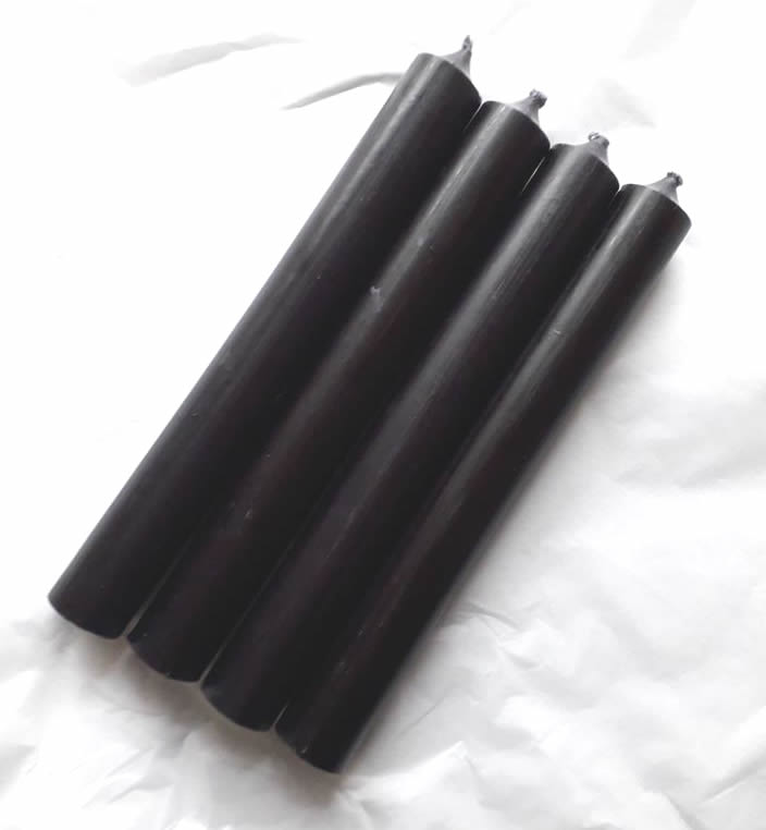 Solid Colour Black 7 Inch Dinner Candles