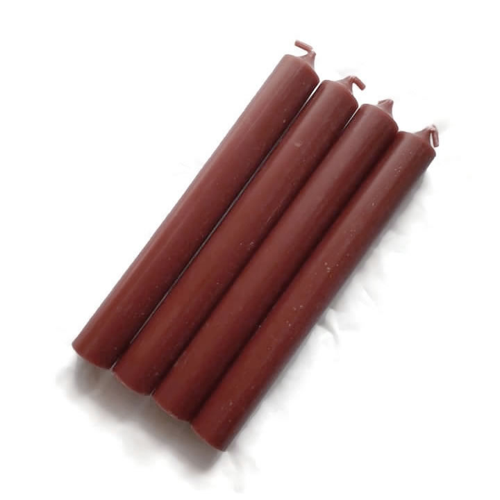 Solid Colour Chestnut Brown 7 Inch Rustic Dinner Candles