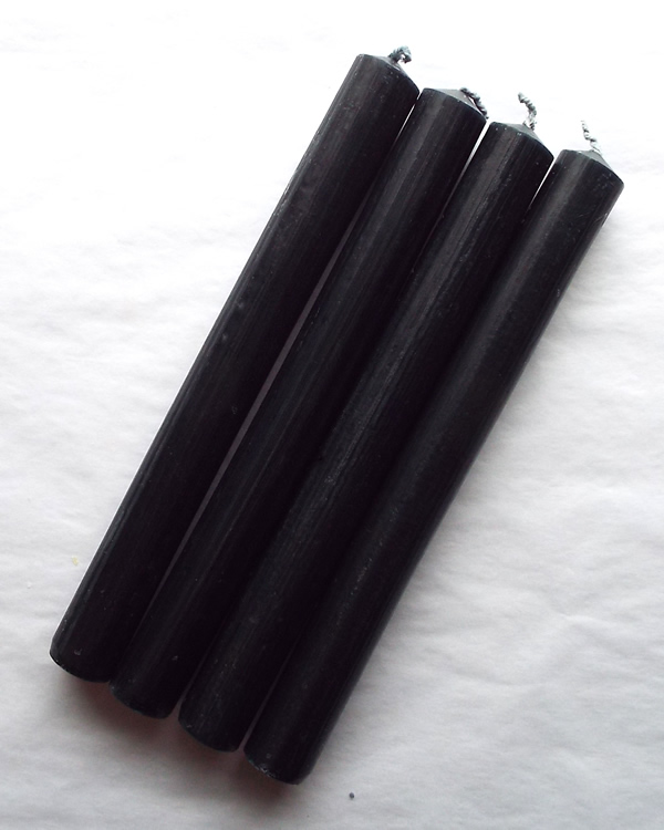 Solid Colour Black 8 Inch Rustic Dinner Candles