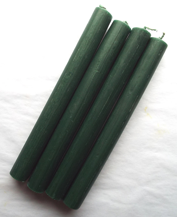 Dark Green Solid Colour Rustic Candle 8 inch