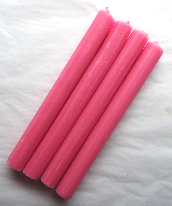 Hot Pink Solid Colour 8 Inch Rustic Candles