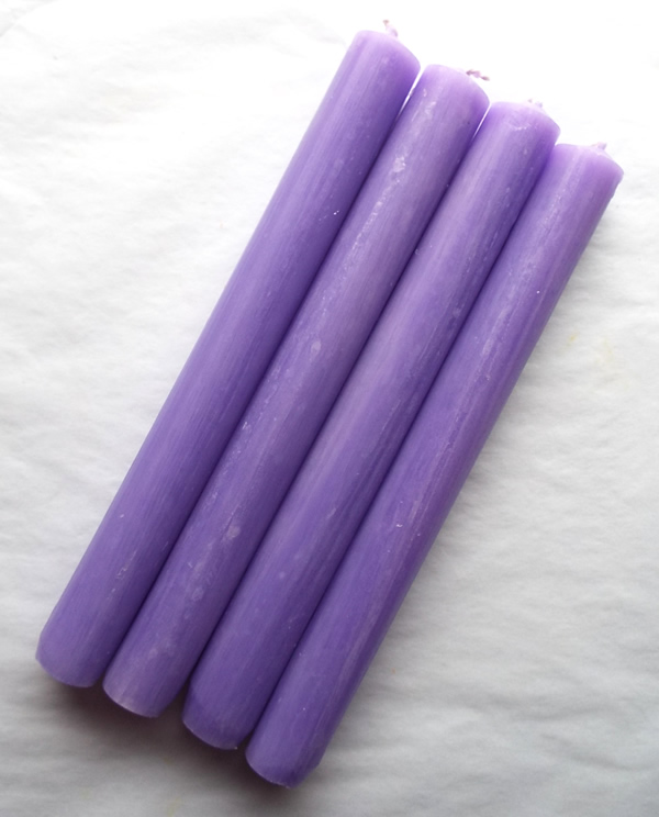 Lilac Solid Colour Rustic 8 Inch Candles