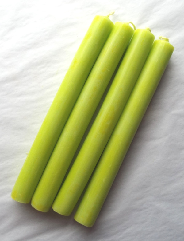 Solid Colour Lime Green 8 Inch Rustic Dinner Candles
