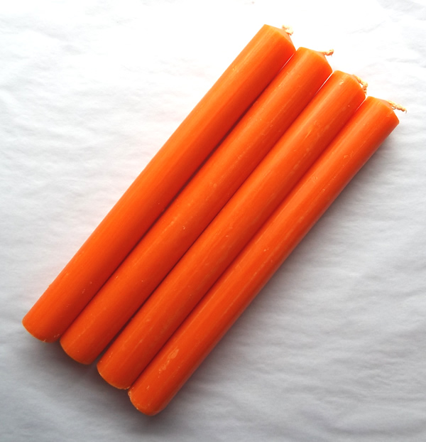 Solid Colour Orange 8 Inch Rustic Dinner Candles