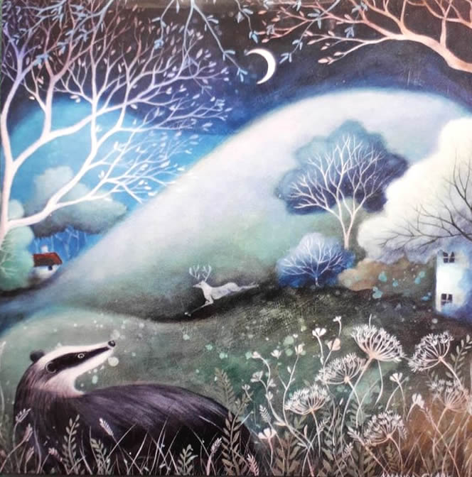 By The Light Of The Moon Greetings Card by Amanda Clark