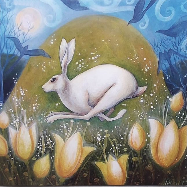Morning Dew Hare Greetings Card by Amanda Clark