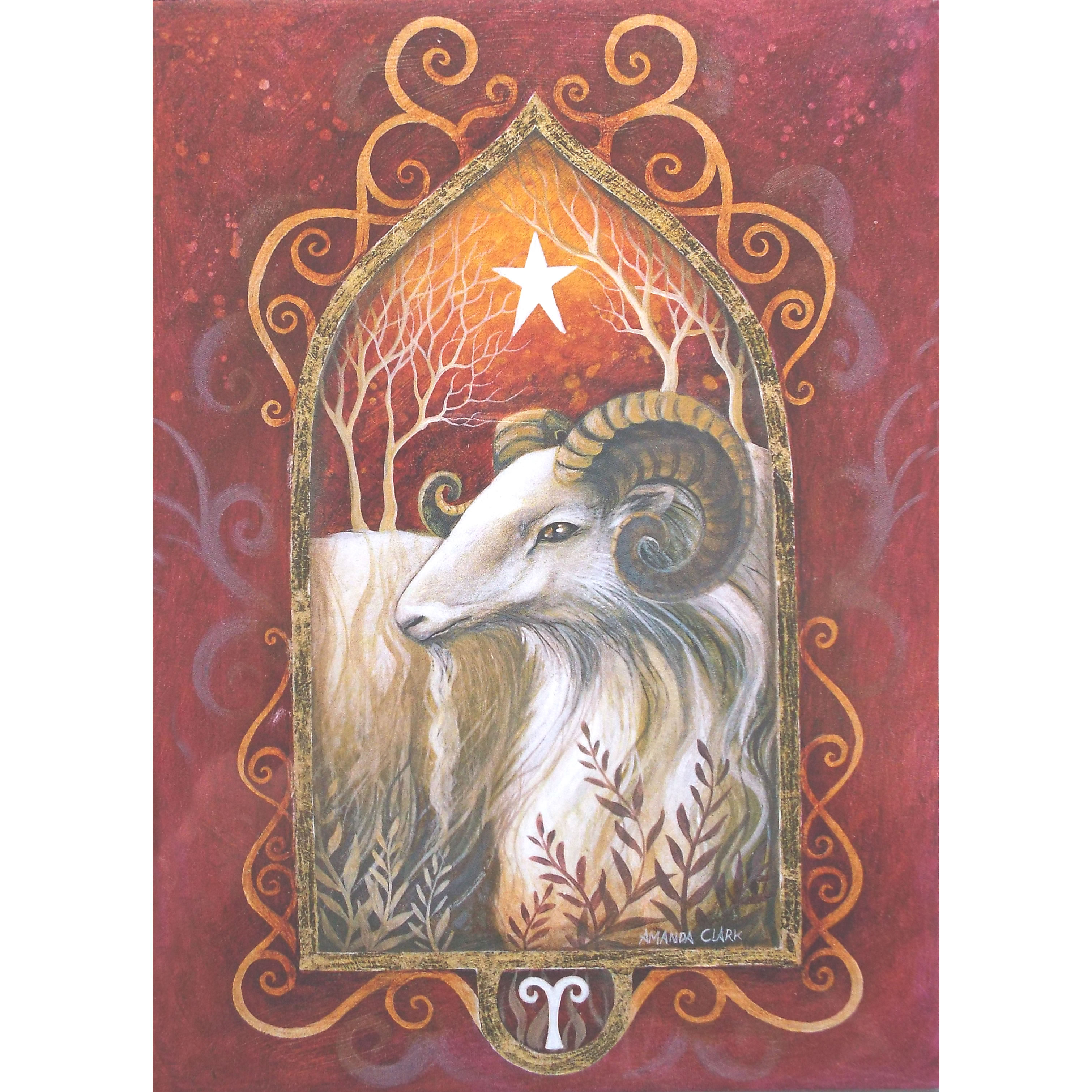 Aries Zodiac Sun Sign Greetings Card by Amanda Clark