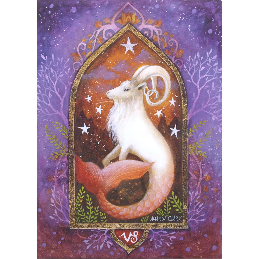 Capricorn Zodiac Sun Sign Greetings Card by Amanda Clark