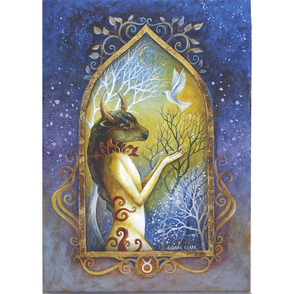 Taurus Zodiac Sun Sign Greetings Card by Amanda Clark