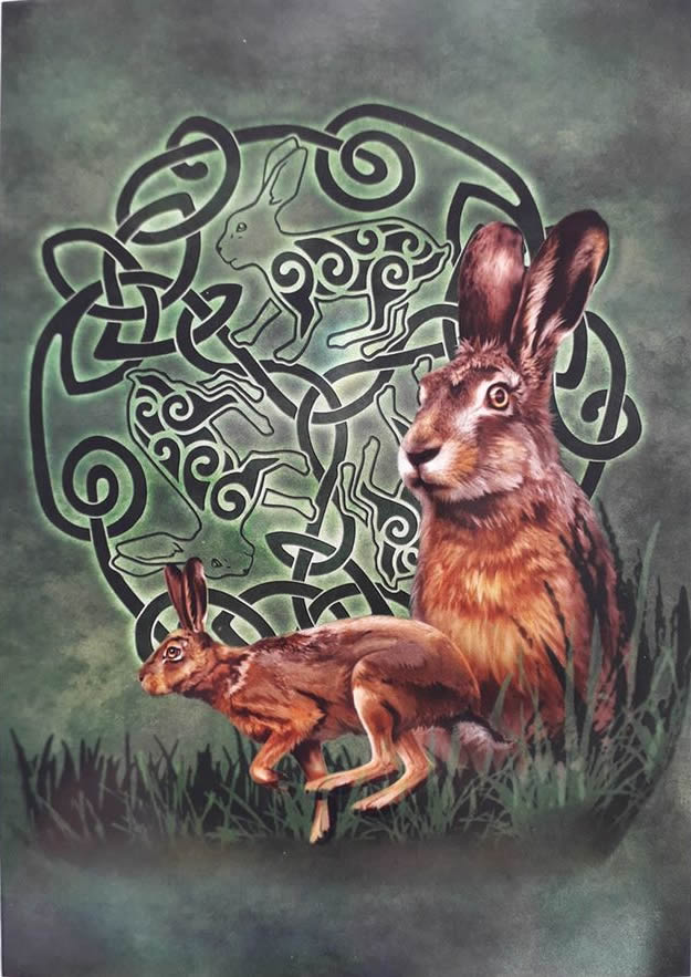 Hare Celtic Totems Greetings Card by Brigid Ashwood