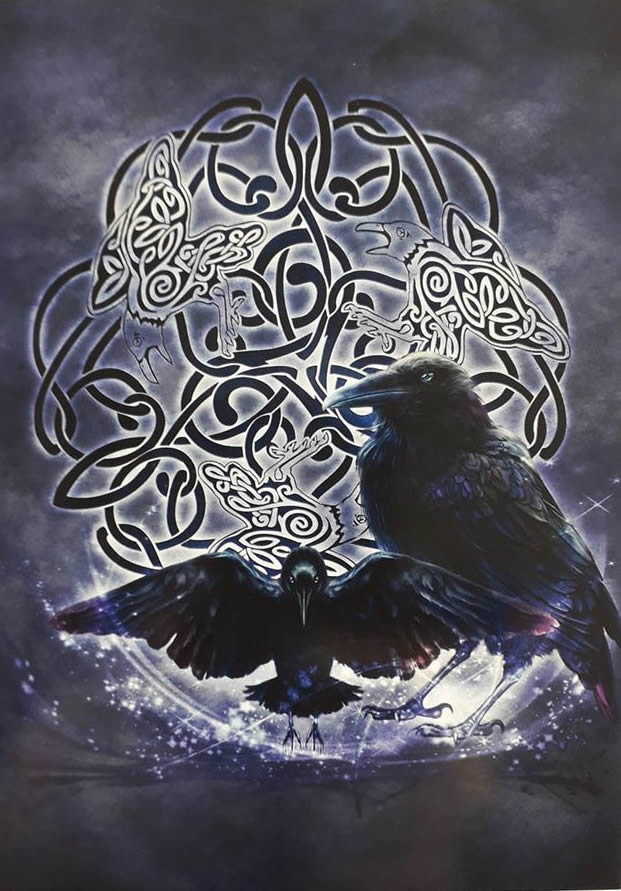 Raven Celtic Totems Greetings Card by Brigid Ashwood