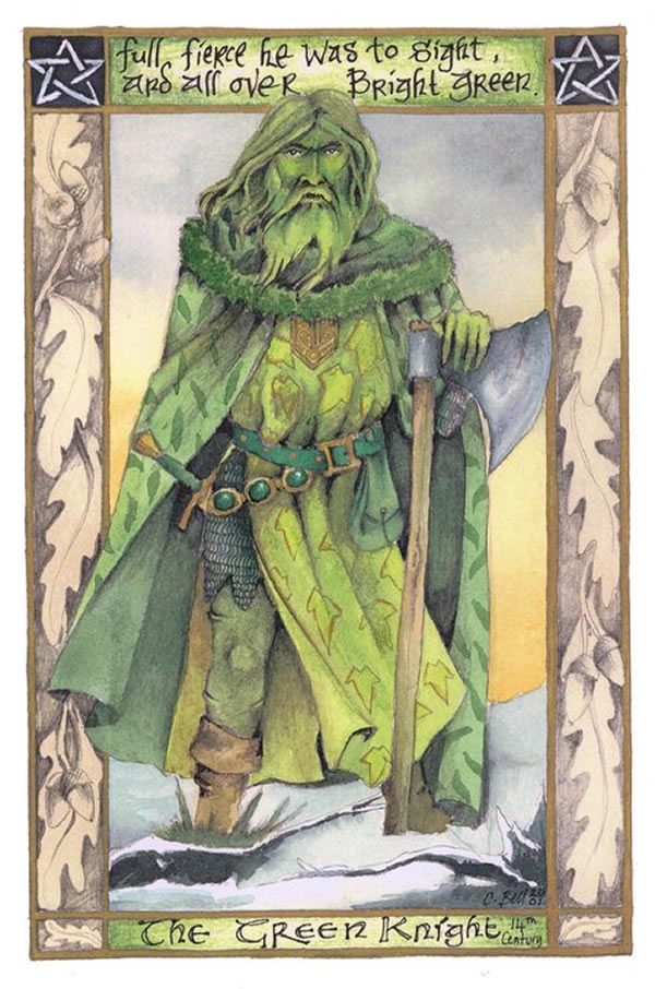 The Green Knight Greetings Card by Christopher Bell