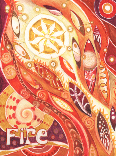 Element of Fire Greetings Card by Jaine Rose