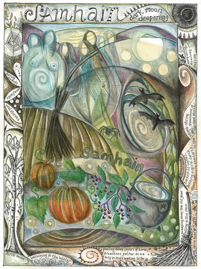 Samhain Greetings Card by Jaine Rose