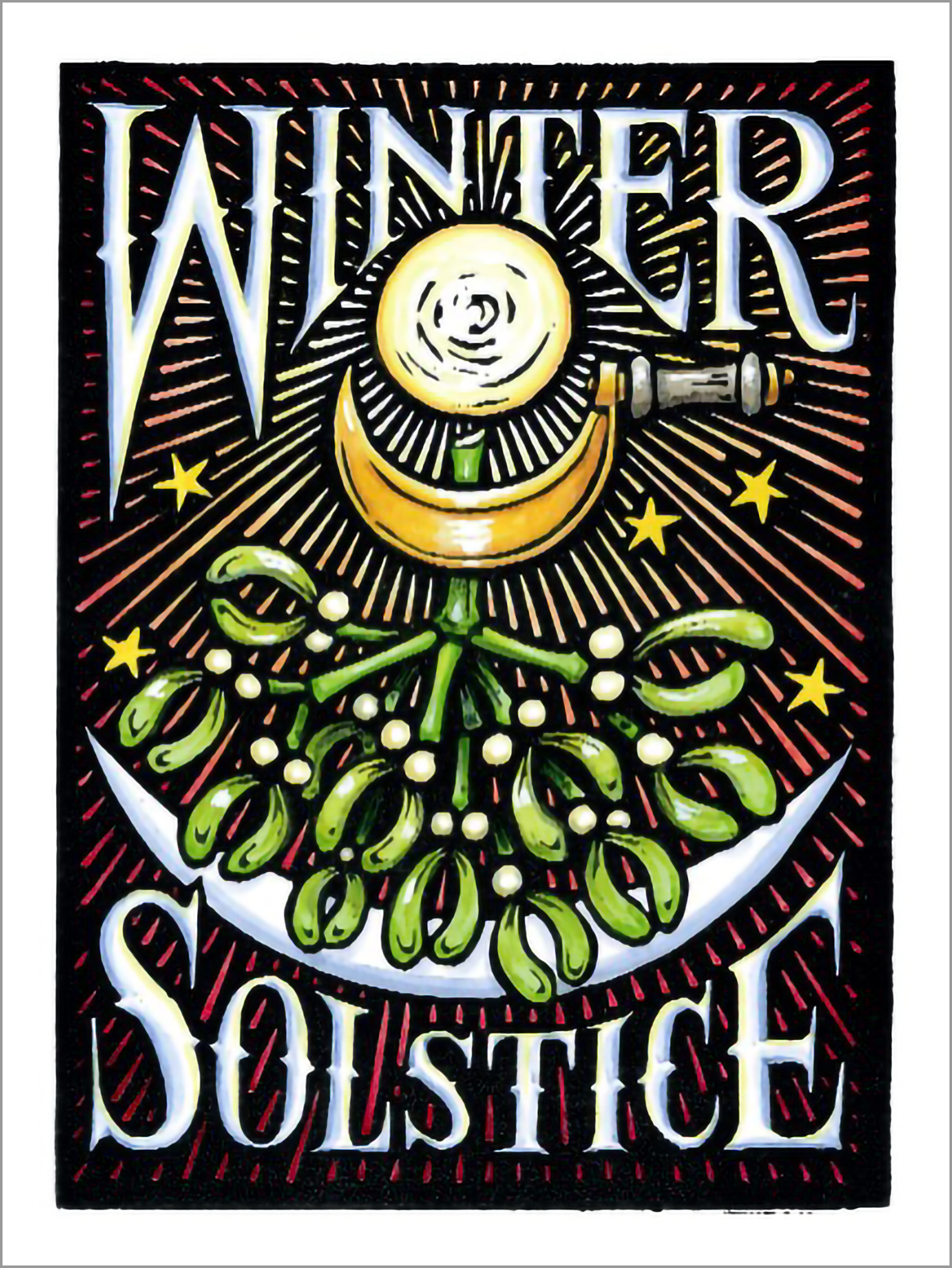 Winter Solstice Greetings Card by Karen Cater