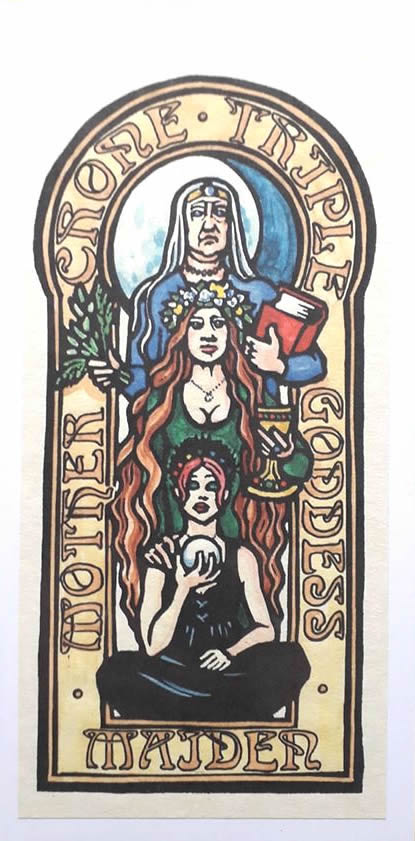 Triple Goddess Greetings Card by Karen Cater