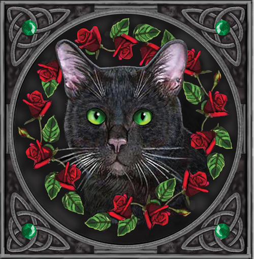 Black Cat Face Greetings Card by Lisa Parker