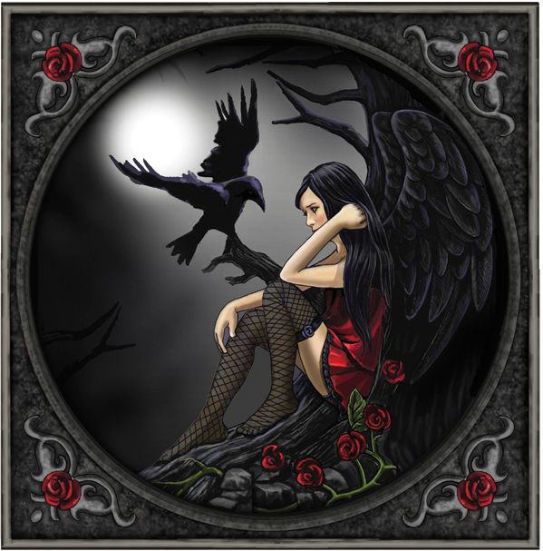 Gothic Angel and Raven Greetings Card by Lisa Parker