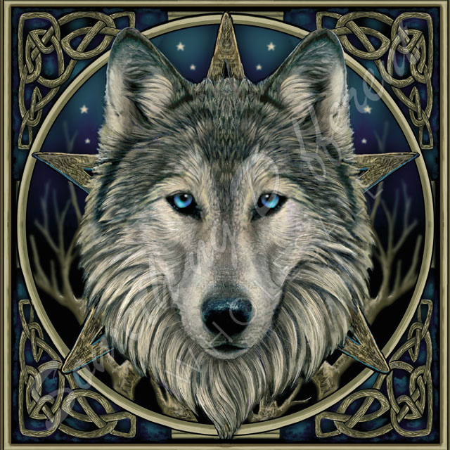 Wolf Face Greetings Card by Lisa Parker