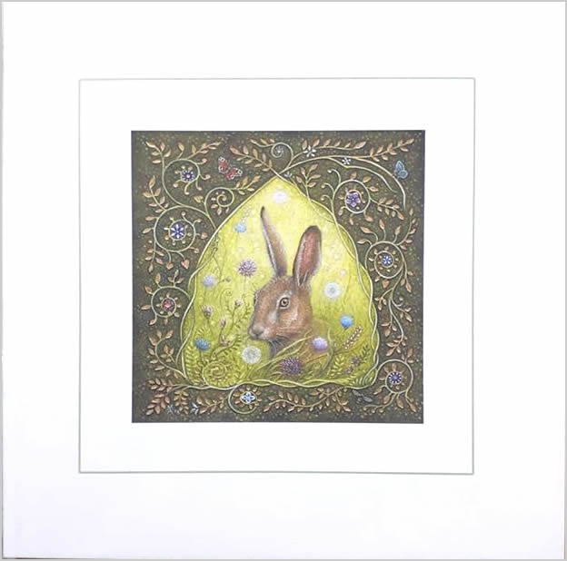 Minature Hare Greetings Card by Meraylah Allwood