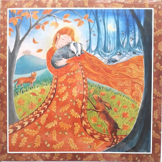 Autumn Equinox Greetings Card by Wendy Andrew