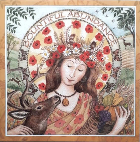 Bountiful Abundance Lughnasadh Lammas Goddess Greetings Card by Wendy Andrew