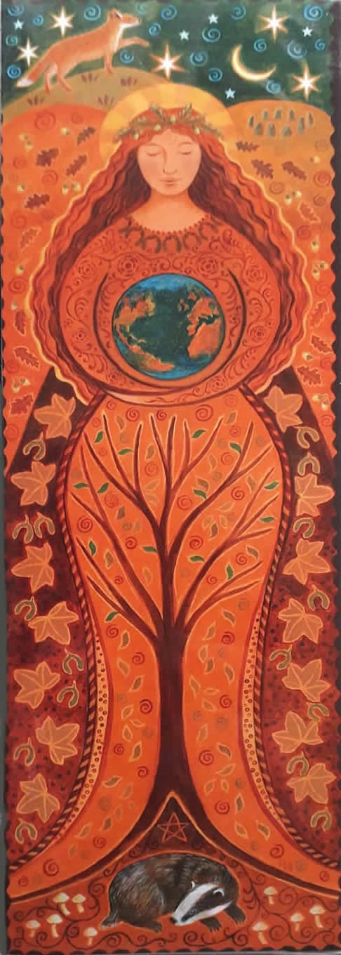 Earth Goddess Greetings Card by Wendy Andrew