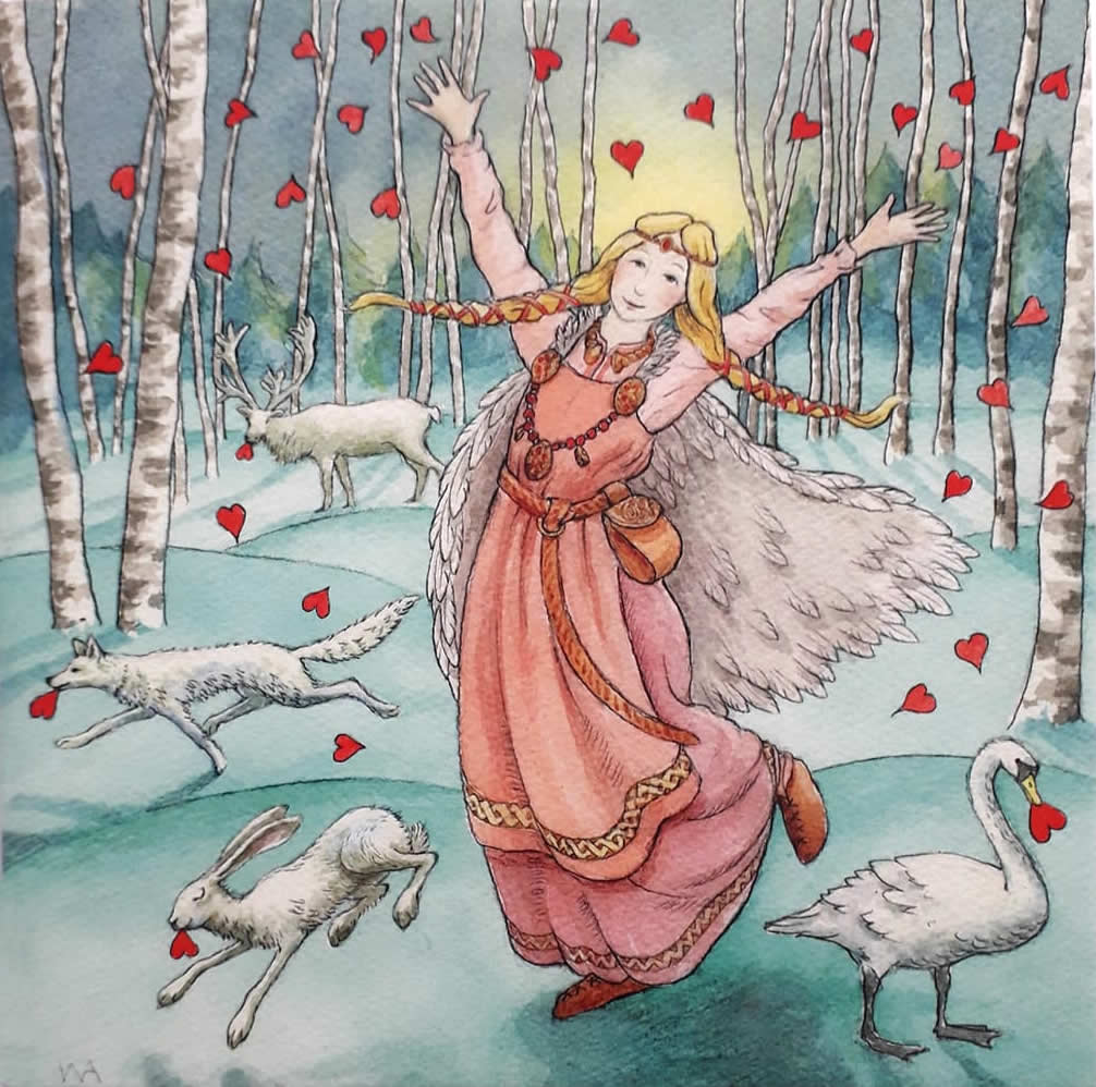 Freya Spreading The Love Greetings Card by Wendy Andrew