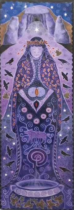 Grandmother Crone Goddess Greetings Card by Wendy Andrew