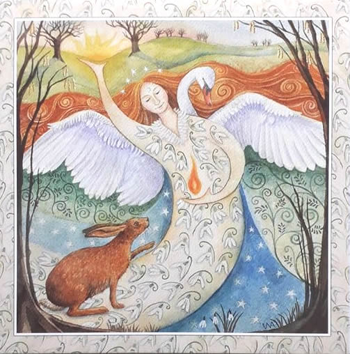 Imbolc Greetings Card by Wendy Andrew