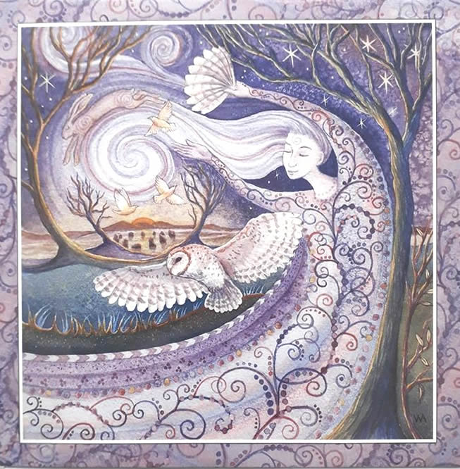 Winter Solstice Greetings Card by Wendy Andrew