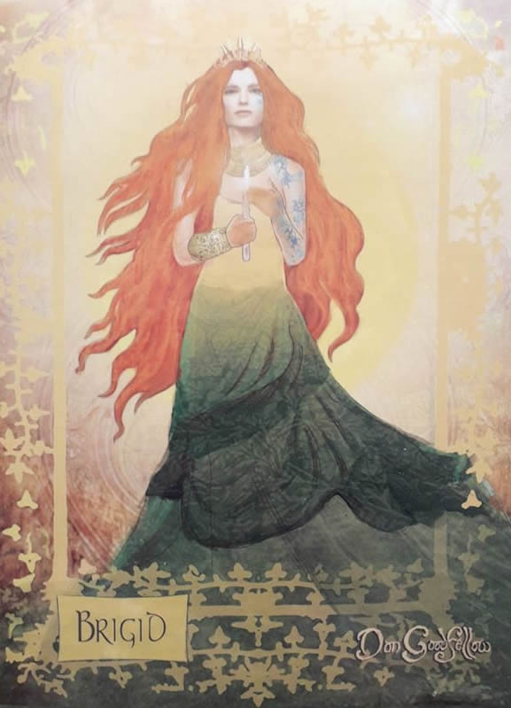 Brigid Goddess Greetings Card by Dan Goodfellow