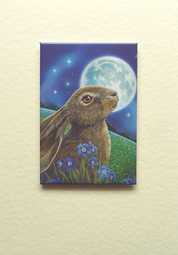 Blue Moon Hare Greetings Card by Lisa Parker with Detachable Magnet