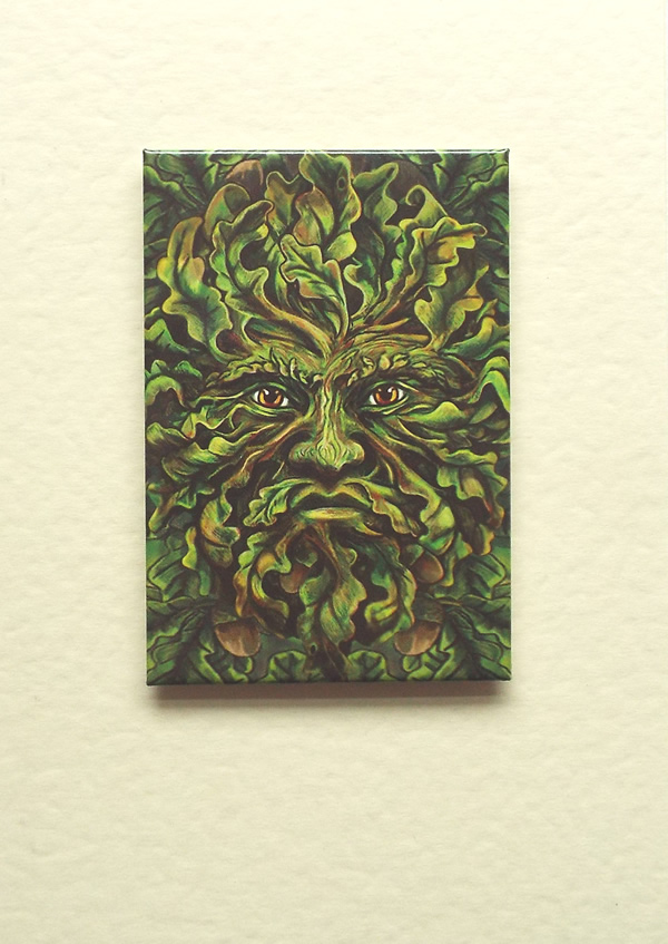 Green Man Greetings Card by Lisa Parker with Detachable Magnet