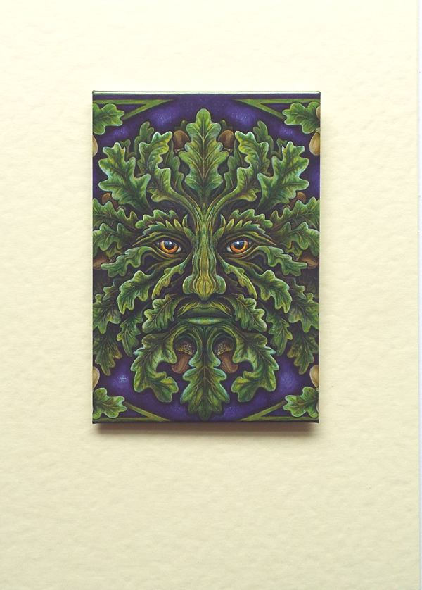 Green Man Greetings Card by Lisa Parker