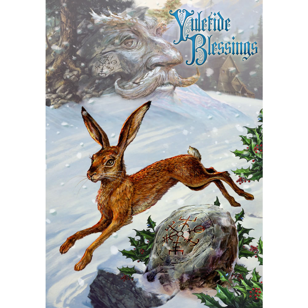 Midwinter Rune Hare Yuletide Blessings Card