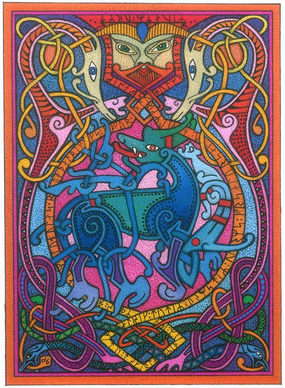 Courtney Davis Viking Beasts Celtic Art Greetings Card