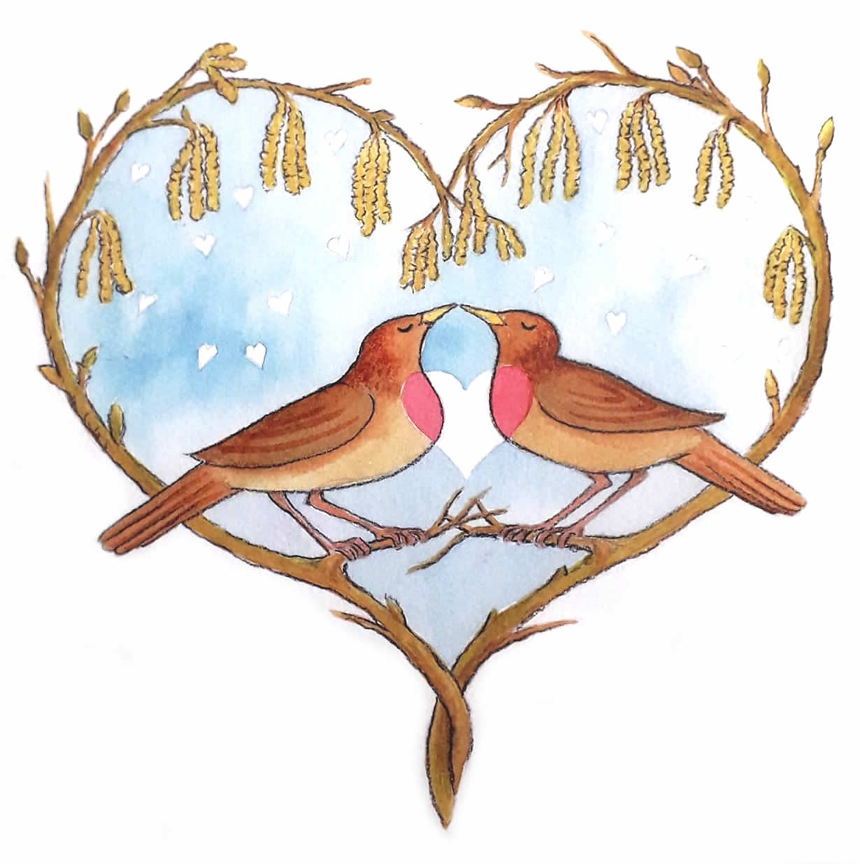 Lovebirds Handfasting Greetings Card by Wendy Andrew
